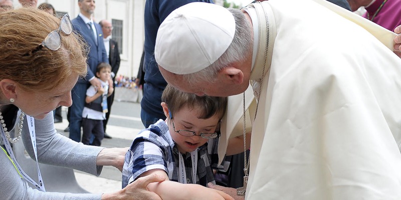 Pope Francis, Tommy, and Mary O'Callaghan at the Jubilee of Mercy