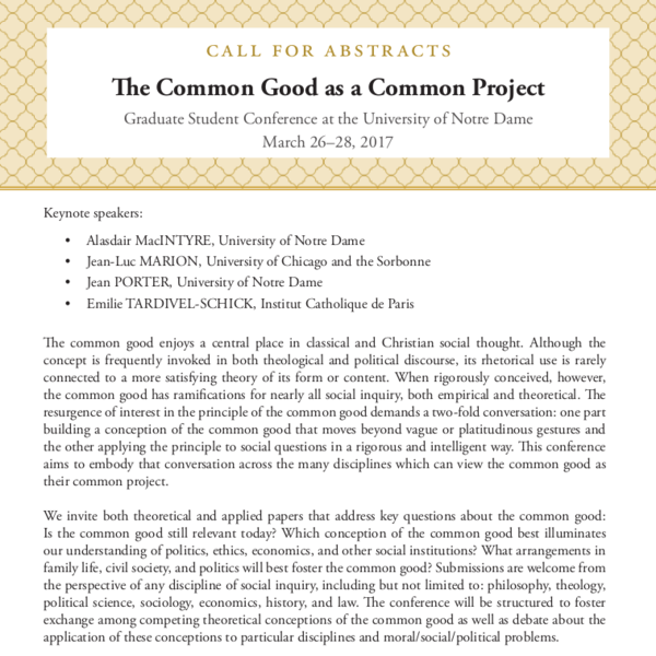 Call For Papers Common Good